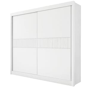 Guarda Roupa Casal Cancun Ripado 2 Portas 6 Gavetas Com Pés - D` Doro Branco/ripado
