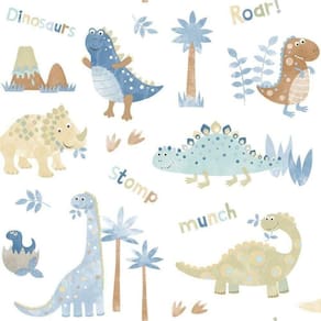 Papel De Parede Dinossauros - G78363 Azul E Bege Tiny Tots 2 - G78363