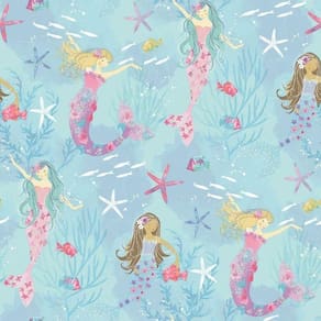 Papel De Parede Sereias - G78392 Turquesa Rosa Choque E Gliter Tiny Tots 2 - G78392