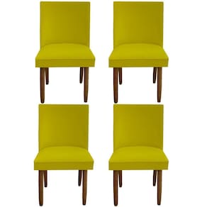 Kit 04 Cadeiras Para Sala De Jantar Tóquio Pés Palito Suede Amarelo D`classe Decor