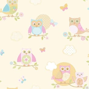 Papel De Parede Just 4 Kids Corujinhas G56035 - Rolo 10m X 0,52m