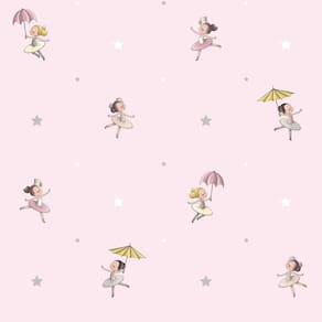 Papel De Parede Treboli Rosa Bailarinas 5822 - Rolo 10m X 0,53m