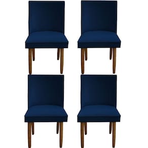 Kit 04 Cadeiras Para Sala De Jantar Tóquio Pés Palito Suede Azul Marinho D`classe Decor