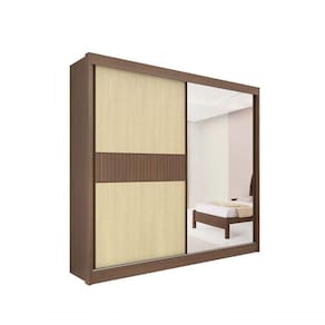 Guarda Roupa Titanium Ripado 2 Portas 6 Gavetas Com Espelho Sem Pés D` Doro Castanho/linho/ripado