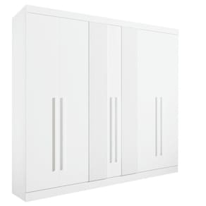 Roupeiro 6 Portas Ripado 6 Gavetas Com Pés Da Vinci Plus - D` Doro Branco/ripado