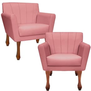 Kit Poltronas Decorativa Clinicas Iza Retro Dritex suede Rose