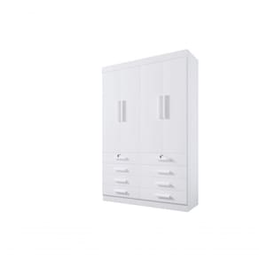 Guarda Roupa Solteiro Mônaco 4 Portas 8 Gavetas Sem Pés - D` Doro Branco