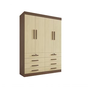 Guarda Roupa Solteiro Mônaco 4 Portas 8 Gavetas Sem Pés - D` Doro Castanho/linho