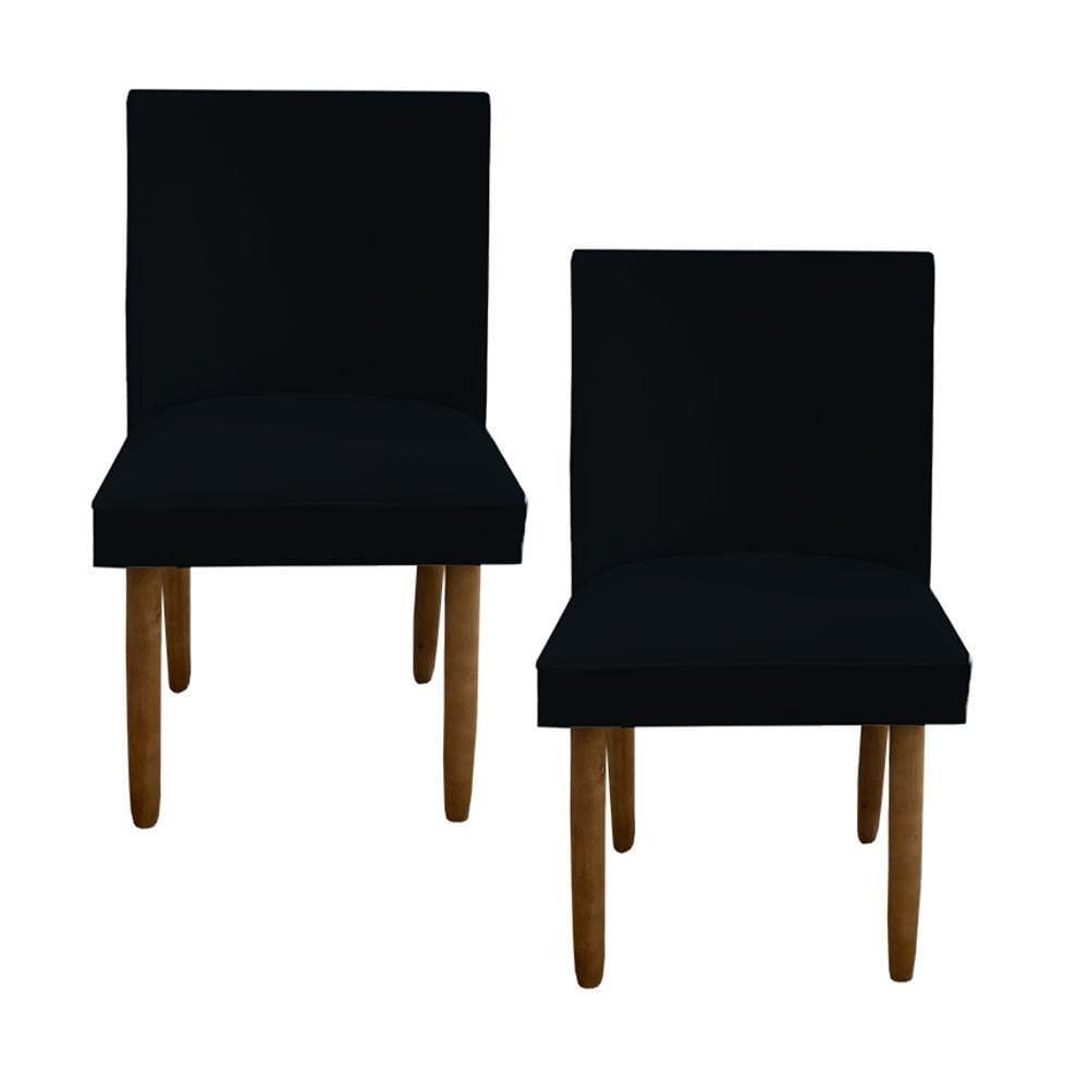 Kit 02 Cadeiras Para Sala De Jantar Tóquio Pés Palito Suede Preto D`classe Decor