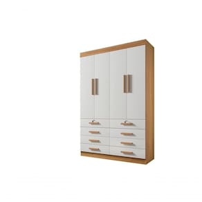 Guarda Roupa Solteiro Mônaco 4 Portas 8 Gavetas Com Pés - D` Doro Cinamomo/off White
