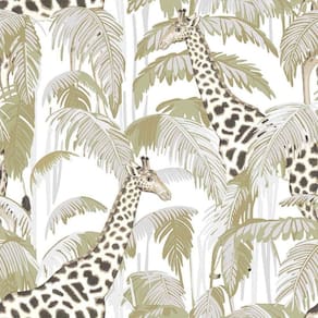 Papel De Parede Botany House Girafa Verde 15527