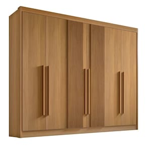 Guarda Roupa Casal 6 Portas Ripado 7 Gavetas Sem Pés Athos - D` Doro Cinamomo/ripado