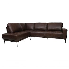 Sofá De Couro Rubi 3 Lugares Com Chaise Esquerda Soft - Mempra Design