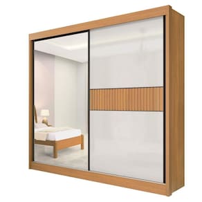 Guarda Roupa Titanium Ripado 2 Portas 6 Gavetas Com Espelho D` Doro Cinamomo/off White/ripado