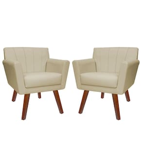 Kit 02 Poltronas Decorativa Clinicas Iza Dritex sintetico Bege