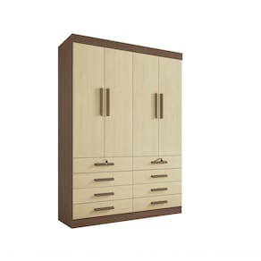 Guarda Roupa Solteiro Mônaco 4 Portas 8 Gavetas Sem Pés - D` Doro Castanho/linho