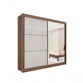 Guarda Roupa Titanium 2 Portas 6 Gavetas Com Espelho Sem Pés D` Doro Castanho/off White