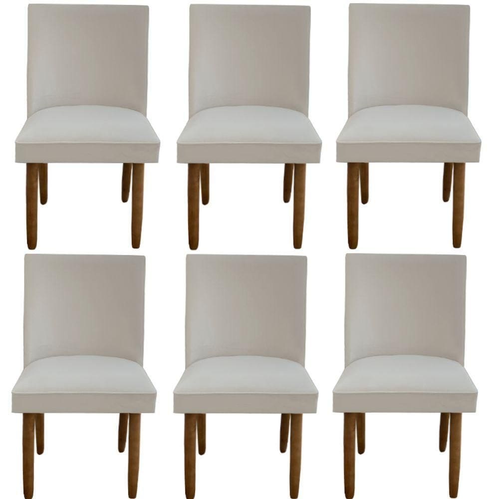 Kit 06 Cadeiras Para Sala De Jantar Tóquio Pés Palito Suede Bege D`classe Decor