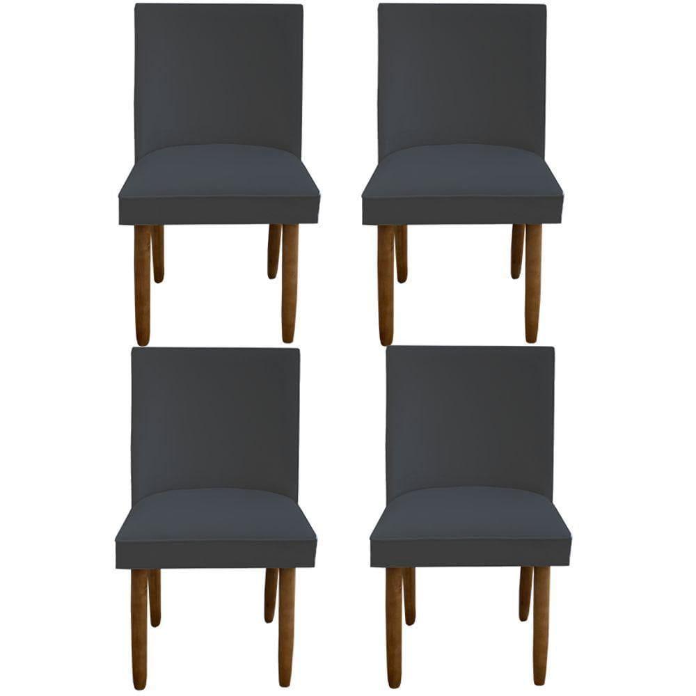 Kit 04 Cadeiras Para Sala De Jantar Tóquio Pés Palito Suede Grafite D`classe Decor