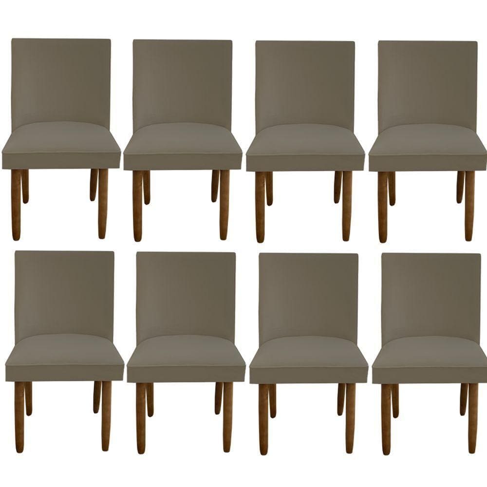 Kit 08 Cadeiras Para Sala De Jantar Tóquio Pés Palito Suede Marrom Rato D`classe Decor