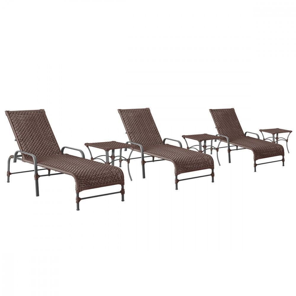 3 Espreguiçadeiras Catar 3 Mesas Garden Corda Náutica Trama Disponível cor Marrom