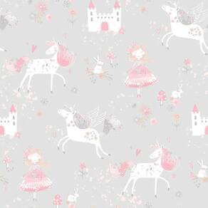 Papel De Parede Just 4 Kids Unicórnios G56525 - Rolo 10m X 0,52m