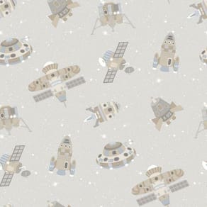 Papel De Parede Nave Espacial G78412 Greige E Gliter Tiny Tots 2 - G78412