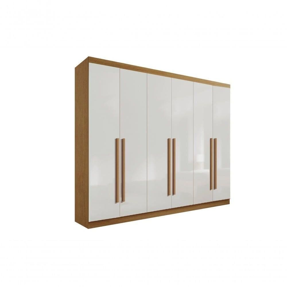 Roupeiro 6 Portas 6 Gavetas Sem Pés Da Vinci Plus - D` Doro Cinamomo/off White