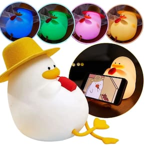 Luminaria Abajur Mesa Led Patinho Fofo Touch Recarregavel Muda Cor Usb Enfeite Iluminaçao Decoraçao Quarto Sala