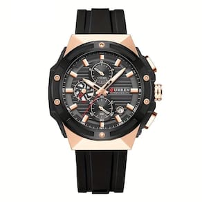 Relógio De Moda, Pulseira De Silicone, Design De Mostrador Criativo Preta