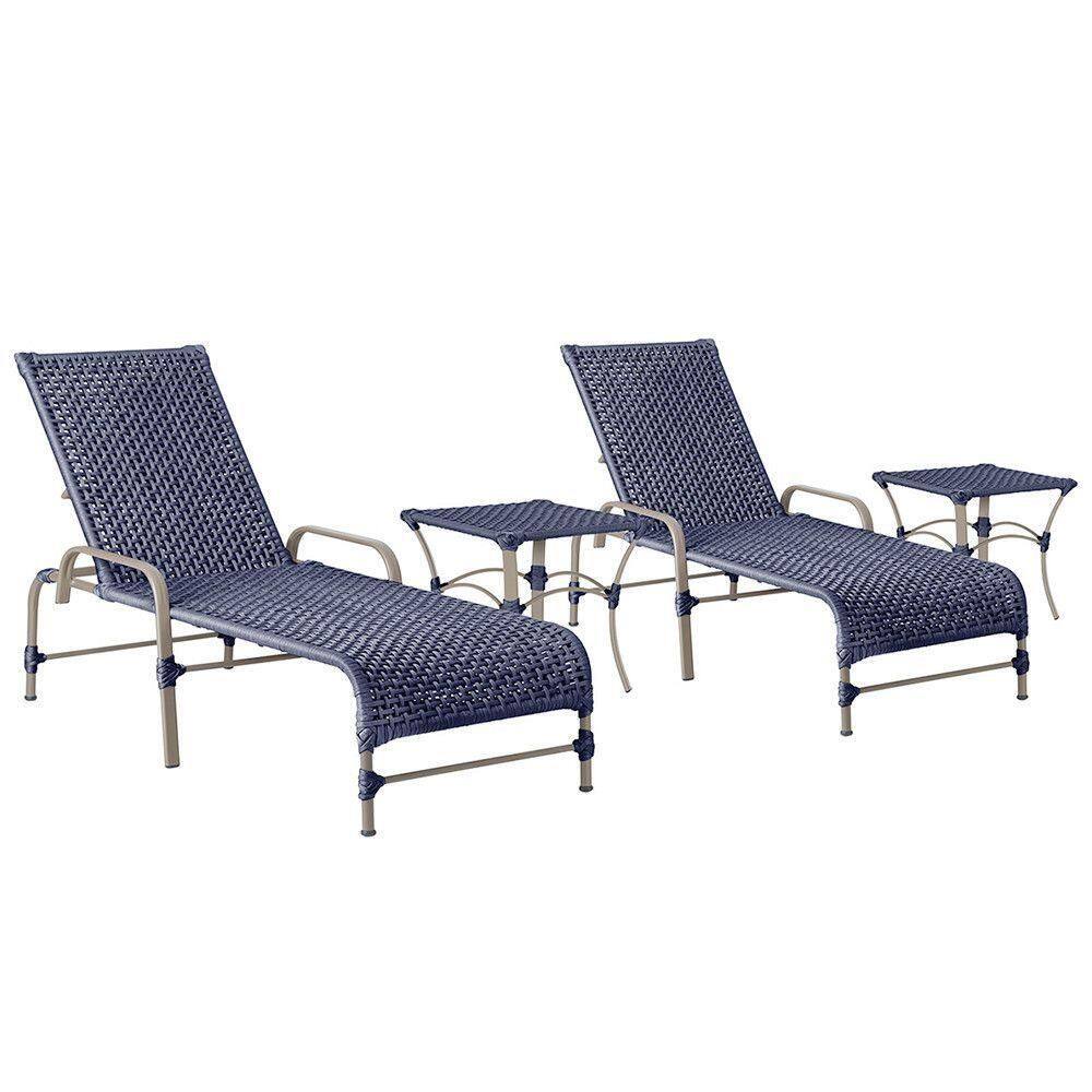 2 Espreguiçadeiras Catar 2 Mesas Garden Corda Náutica Trama item disponível na cor Azul