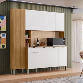 Armário de Cozinha Compacta Pulse 8 Portas e 1 Gaveta em MDP Freijó/Artico/CP-Riscatto Freijó - Kits Paraná