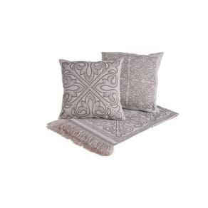 Kit Xale Para Sofá Com Franja Grécia 5 Peças 1,35m X 1,35m 60% Algodão - 40% Poliéster Tecido Jacquard - Cáqui