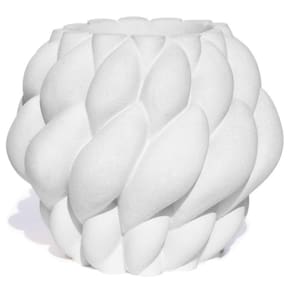 Vaso Decorativo Novelo 9cm Em Cimento Artesanal Sala E Cozinha Branco