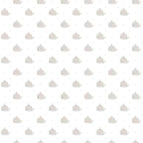 Papel De Parede Lullaby Baleia Bege 2233 - Rolo 10m X 0,53m