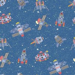 Papel De Parede Nave Espacial G78411 Azul Colorido E Gliter Tiny Tots 2 - G78411
