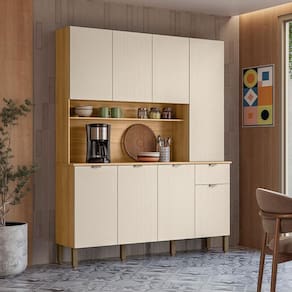 Armário de Cozinha Compacta Slow 8 Portas e 1 Gaveta em MDP Freijó/Soft - Kits Paraná