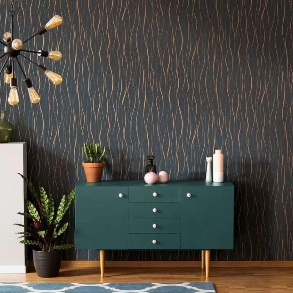 Papel De Parede Ivy Moderno Preto 6813-50