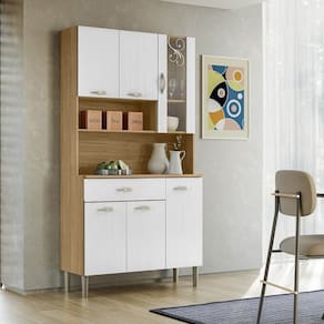 Armário Cozinha Compacta Golden com 6 Portas e 1 Gaveta em MDP Freijó/Supremo Kits Paraná