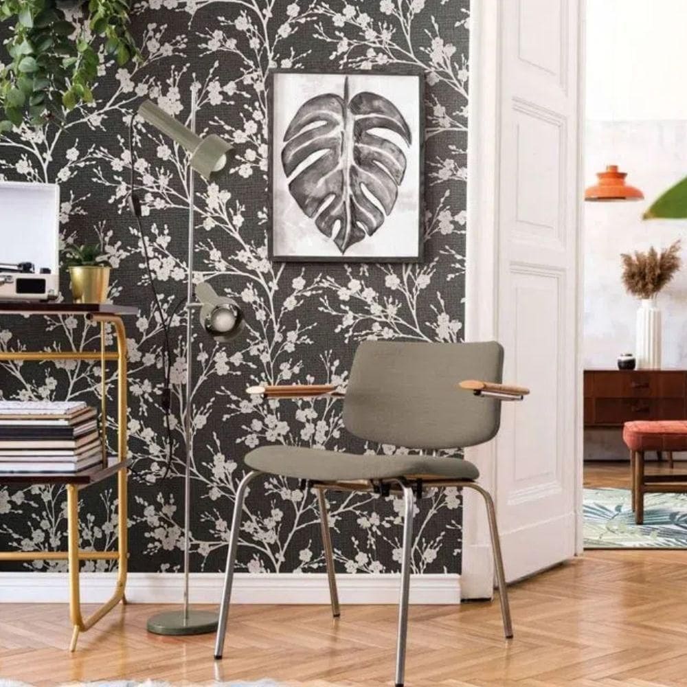 Papel De Parede Ivy Floral Preto 6812-40