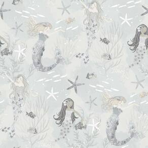 Papel De Parede Sereias - G78389 Cinza E Gliter Tiny Tots 2 - G78389