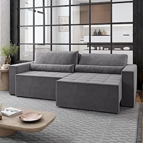 Sofá Cama 4 Lugares Retrátil e Reclinável Master Cinza