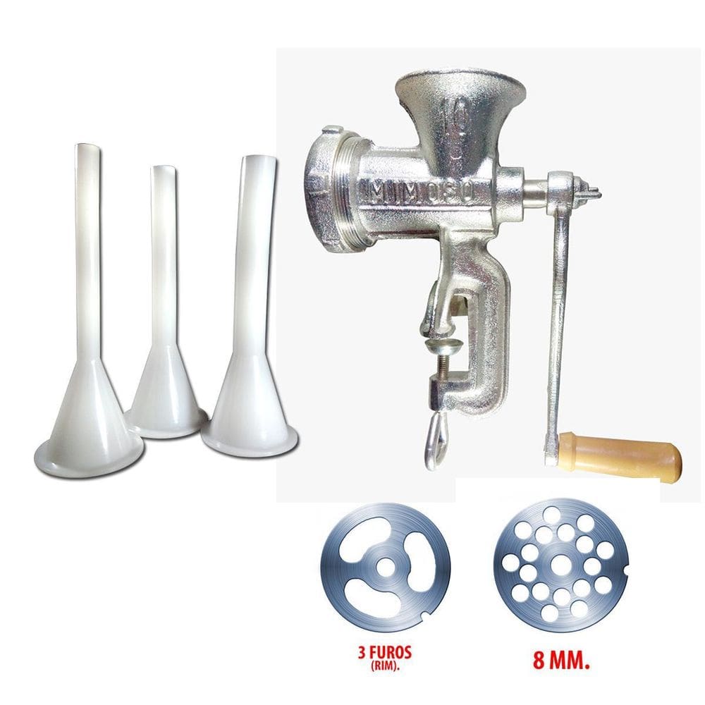 Maquina De Moer Carne Manual Nº10 P C/2 Discos+Jogo De Funis