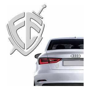 Adesivo Fé Resinado 3D Prata Para Carro Emblema Escudo Res12