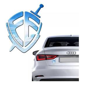 Adesivo Fé Resinado 3D Céu Carro Emblema Escudo Res15 Azul
