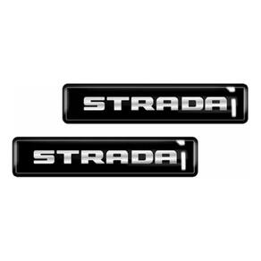 Kit Adesivos 2 Emblemas Lateral Coluna Strada Resinado 3D