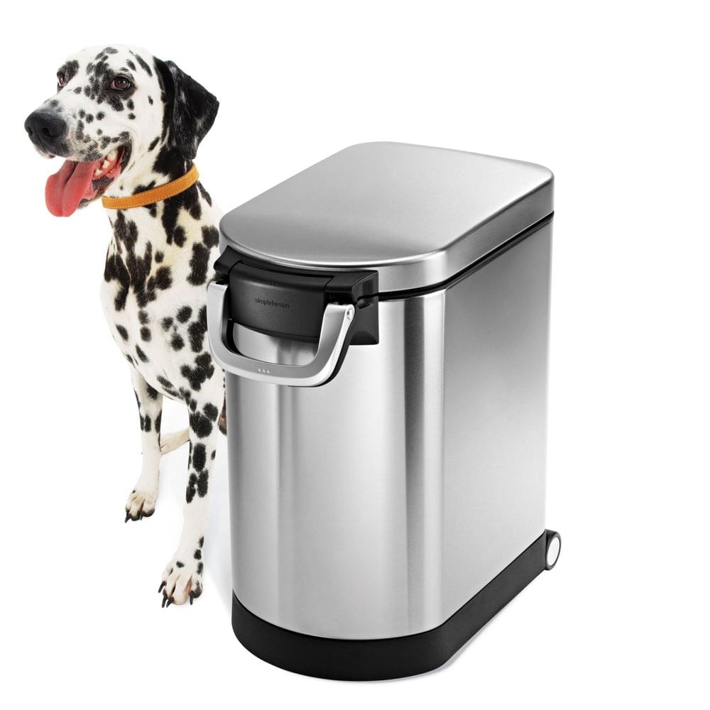 Recipiente de armazenamento de alimentos para animais de estimação simplehuman 25L em aço escovado