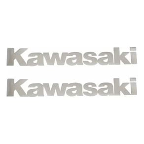 Adesivos Emblema Compatível Kawasaki Branco Cromado Cmd01