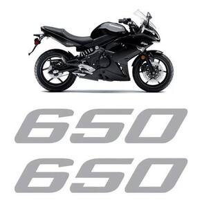 Par Adesivo Emblema 650 Prata Compatível Kawasaki 650A2