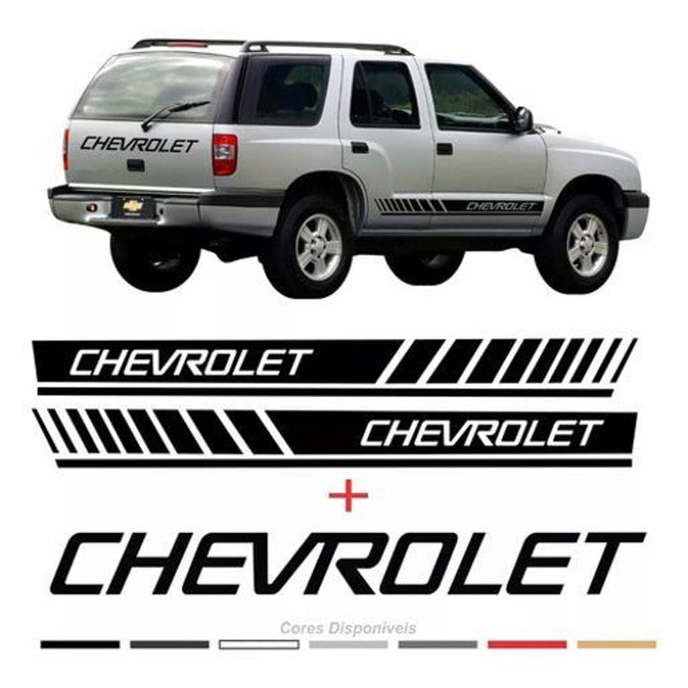 Kit Adesivo Lateral E Traseira Chevrolet Blazer Preto Fba020